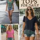 Riyiper 3 Pack Women's V Neck T-Shirts Short Sleeve Loose Fit Tops Casual Basic Trendy Straight Hem Plain Tees (XXL)