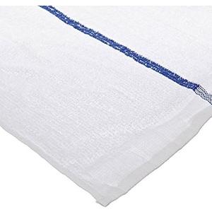 White Cotton Bar Towel w/Blue Stripe, 16" x 19", Pack 26
