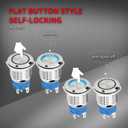 DaierTek 12V Latching Push Button Switch Marine Waterproof Round Blue LED Pushbutton Switch 19mm 12 Volt DC Ring Illuminated Metal ON Off with Label Sticker for Boat Car -6pcs