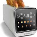 Inspirex Touch Screen Toaster - 4 Slice Long Extra-Wide Slots - 5 Bread Type and 6 Browning Levels - Defrost, Reheat, Favorite, Single Slot Settings - Stainless Steel