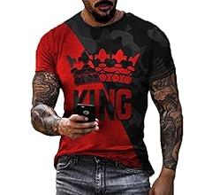 Poker King Printed T-Shirt for Men Assorted Color Poker King Printed Round Neck Short Sleeve T-Shirts Fitness Hip Hop T-Shirts, Size Medium