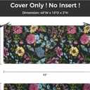 Outdoor Bench Cushion Cover for Patio Furniture,48x18x3 Inch, Water Resistant Swing/Loveseat Cushion Slipcover with Ties for Balcony Porch Garden(Replacement Cover Only), Black Butterfly Flower