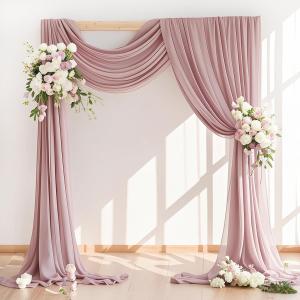 LINXTAR Wedding Arch Draping Fabric 30'' x 18FT Sheer Chiffon Arch Drape Backdrop 1 Panel Dusty Rose Drape for Bridal Shower Photo Booth Church Decor Birthday Party Outdoor Decoration