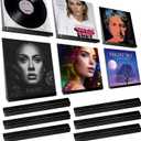 Heimlove 6 Pack Solid Wood Vinyl Record Wall Mount Shelves, Black 12 Inch Vinyl Holder for Album Record Storage & Display, Floating Shelves for Wall Decor, Kids Bookshelf, Magazine Rack, Picture Ledge