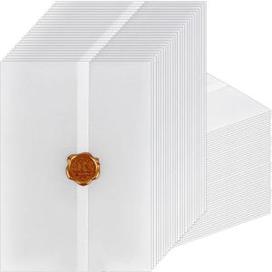 150 Pcs Pre-Folded Vellum Jackets for 5 x 7 Invitations White Translucent Arts and Crafts Vellum Paper Wedding Invitations Folded Vellum Paper Wraps for DIY Photos Postcards Scrapbook Envelopes