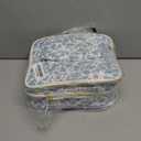 Upgraded Nail Polish Organizer Case - Holds 30 Bottles and 1 Nail Light, Double-layer Nail bag Organzier Case Nail Polish Storage Bag with Handles (Blue-Flower)