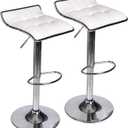 Set of 2 Barstool, White Adjustable Bar Stools Set of 2, 15 inches x 15 inches x 33 inches
