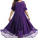 LALAGEN Womens Plus Size Lace Cold Shoulder Casual Long Plain Evening Party Maxi Dress 3XL