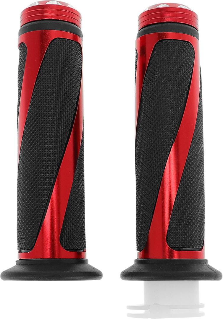 7/8" 22mm 15/16" 24mm Motorcycle Hand Grips Cover Kit Non Slip Aluminum Alloy Rubber Handlebar Grips for Motorcycle Scooter Bicycle ATV Red 1Set