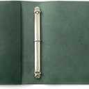 Premium Leather 3-Ring Binder Portfolio, 8.5x11 Inch Letter Size Organizer Folder, Refillable 3-Hole Paper BusinessBinder, Resume Folio for Men and Women (Green)
