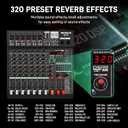 Audio Mixer 8 Channel Professional Sound Console Music Mixer with 320 DSP Effects, 7-band EQ DJ Mixing Board w/USB, Bluetooth, 48V Power Supply, PAD Button for Recording Karaoke PA Drum Live