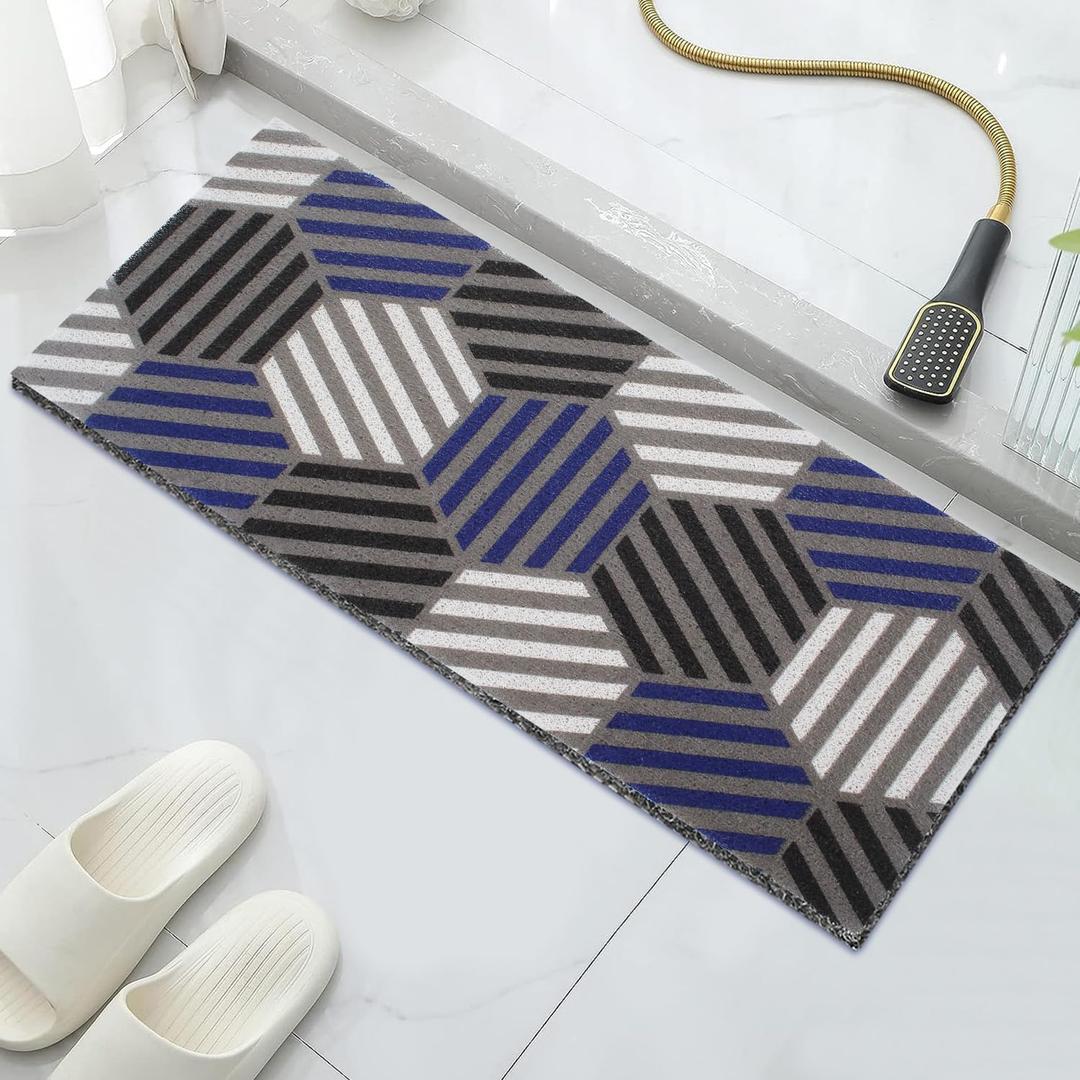 godehone Shower Mat Non Slip, 15.736 Inch, Shower Mats for Showers Anti Slip, Non Slip Bath Mat for Shower and Bathroom, Wet Area, Quick Drying, No Suction Cups, Striped Geometrics