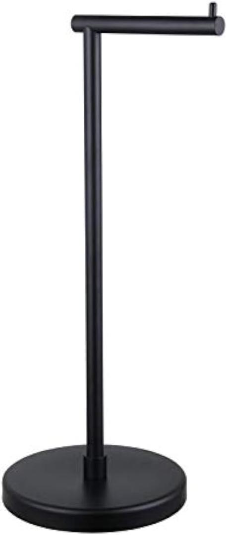 GERZ Bathroom Toilet Paper Holder Stand Modern Tissue Roll Holder SUS304 Stainless Steel Rustproof Freestanding, Matte Black DZY002-BK