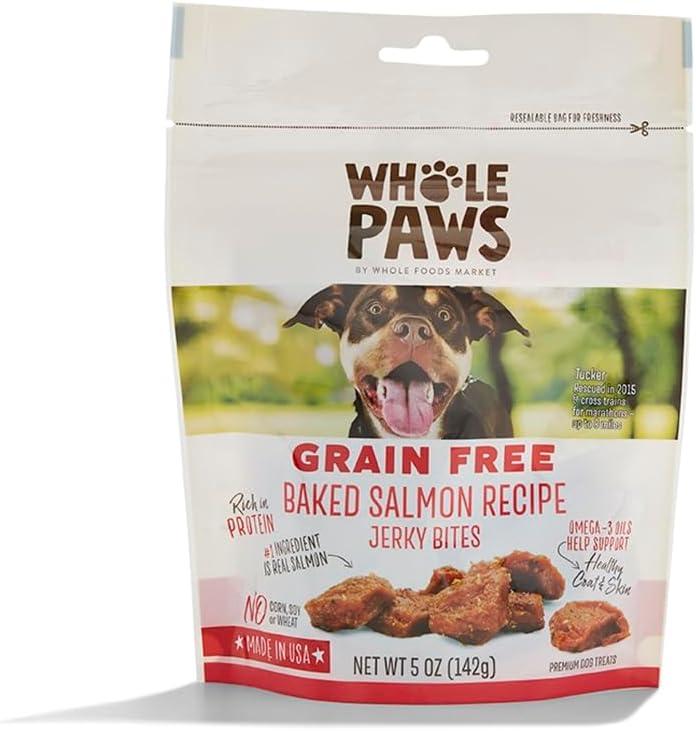 Whole Paws, Grain-Free Dog Jerky Treats, Baked Salmon Recipe, 5 Ounce (EXP 06/30/26)