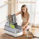 L7 Pro-Stainless Steel Litter Box with Lid, XXL Extra Large Enclosed Metal Cat Box for Kitty&Big Cats, Odor Control - Cat Litter Deodorizer, High Sided Enclosure with Scoop & Mat, Anti-Leakage-Grey