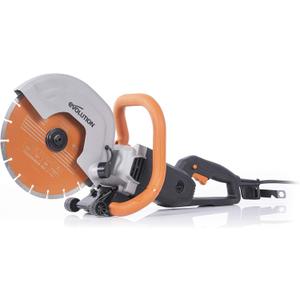 Evolution R255DCT - 10 In Concrete Saw (Aka Circular, Angle Grinder, Chop Saw, Cut Off, Demo, Disc Cutter, Power Cutter) - 15A Motor, No Gas - 4-1/16 In Cut - Incl Premium Diamond Blade
