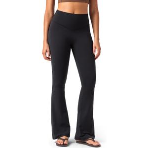 Colorfulkoala No Front Seam Flare Leggings Dreamlux High-Waisted Workout Yoga Pants for Women  31.5" Inseam (M, Black)