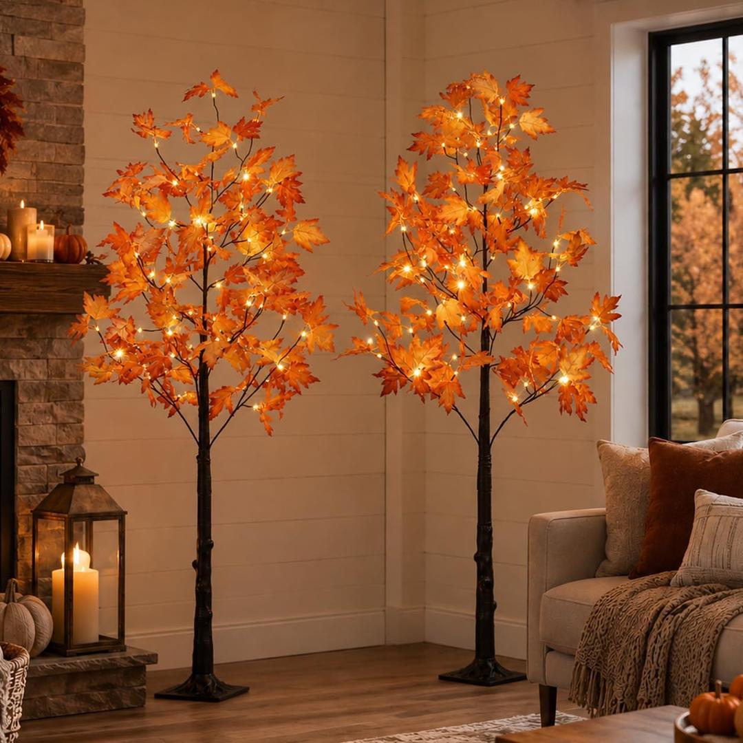 5FT LED Lighted Maple Tree 2-Pack for Indoor Outdoor Home Décor