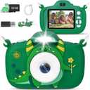 Kids Camera with Flashlight & 2.4in Screen, 1080P Dual Lens Toddler Camera - Christmas Birthday Gift for 3-12 Year Old Girls Boys, Kids Digital Camera with 32GB Card & Shockproof Case (Green)