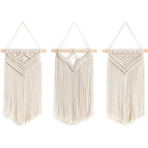 Mkono Small Macrame Wall Hanging 3 Pack Boho Art Woven Wall Decor Home Chic Decoration for Bedroom Living Room Apartment Gallery, Christmas Gift, 8" W x 14" L