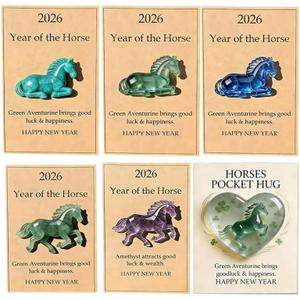 6PCS Horses Pocket Hug - 2026 Elegant Clear Crystal Horse Figurines - A Symbol of Strength & New Beginnings, Meaningful Year Gift for Friends, Family Life Milestones
