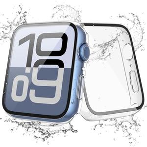 JULK [2 Pack] Waterproof Case for Apple Watch 11 (2025) 46mm with Tempered Glass Screen Protector, Slim Guard Bumper with HD Glass, Hard PC Protective Cover for iWatch Series 11/10 46mm, Transparent