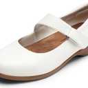 DREAM PAIRS Womens Ballet Mary Jane Flats, Comfortable Business Office Dress Shoes for Women Dressy and Work with Ankle Strap (7, White)