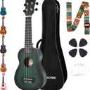AODSK Concert 23 Inch Ukulele, Starter Kit with Bag, Strap & Picks, Green