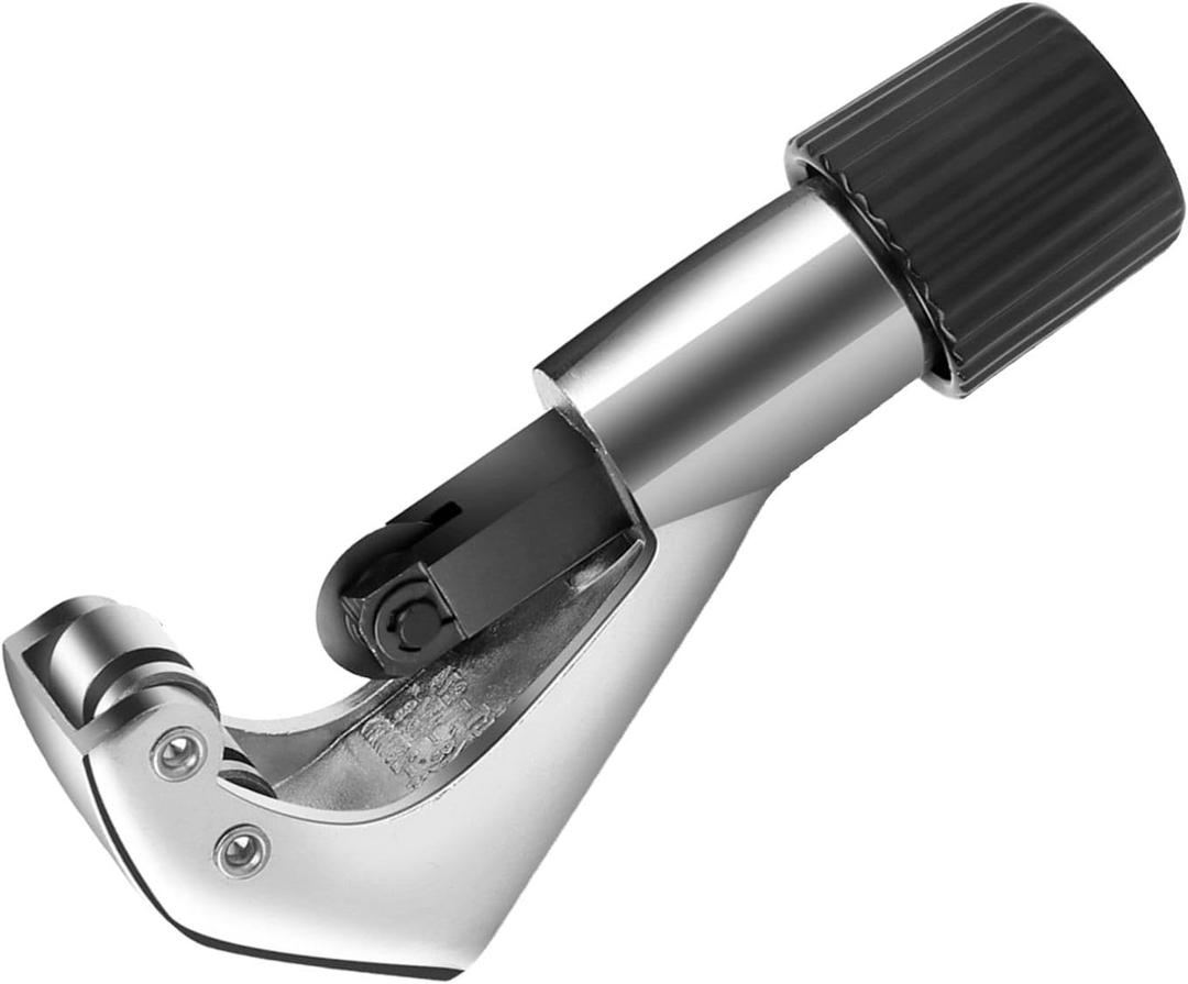Flexzion Tube Cutter, Heavy Duty Tubing Pipe Cutter, 1/8 to 1-1/8 inch Cutting Diameter w/Reamer, Ideal for Cutting Copper, Aluminum, Brass, Steel, Plastic and More