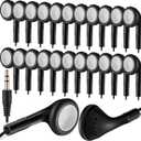 Kanayu 100 Pack Earbuds Bulk Earphones for Classroom, Student Wired Earbuds Headphones Without Mic, Earphones Bulk for Adults School Library Laptop, Individually Bagged(Black)