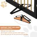 PUPETPO Freestanding Pet Gate for Dogs, Foldable Wooden Dog Gate for House, Indoor Dog Gate for Doorways, Stairs, Step Over Pet Puppy Safety Fence, Support Feet Included,24" Height 3 Panels,Black&Gold