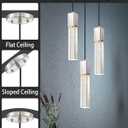 Mini Integrated Hanging Crystal Kitchen Island Modern Concise Pendant Ceiling Light Fixture,for Kitchen Island Dining Room Bedroom Hallway,UL Listed (Brushed Nickel, 2 Pack)