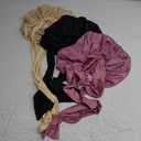 3Pcs Bonnets for Sleeping, Extra Satin Silk Bonnet for Sleeping Women with Tie Band for Curly Hair Jumbo Bonnet Braids (A-01-Rose Pink, Black, Champagne)