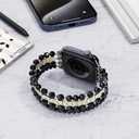 MOFREE Beaded Bracelet Compatible with Apple Watch Band 38mm/40mm/41mm/42mm, Fashion Elastic Stretch Women Bands for iWatch Series 11/10/9/8/7/SE/6/5/4/3/2/1 iPhone Watch Strap Bands (Black/Gold)