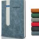 Lined Journal Notebook, 240 Pages, A5 5.7" x 8.3", PU Leather Journals with Elastic Pen Holder, 80 GSM Thick Paper, Water-Resistant Hardcover Notebooks for Writing Journaling Office School - Blue