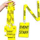 25 PVC Event Staff Lanyards,Staff Pass,PVC Cards Yellow Lanyard and writable Staff Cards with Club Event,Party Event,Organizer Conference,Concert,Office Supplies(Yellow)