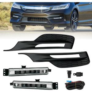 Pair Fog Lights Assembly Compatible with Accord Sedan 2016-2017 4-Door with Wiring Kit Replacement for 33950T2AA21 71112T2FA61 (Left & Right Side)