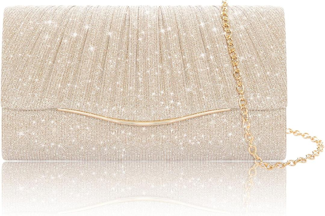 Sdfvsdg Clutch Purses for Women Formal Evening Bag Handbags Crossbody Bag Wedding Bag for Cocktail Prom Party Wedding Engagement (Champagne)