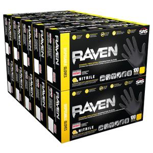 10 Pack SAS Safety 66519 Raven 6 mil Black Nitrile Disposable Gloves - X-Large (100 Gloves per Box) 10 Pack SAS Safety 66519 Raven 6 mil Black Nitrile Disposable Gloves - X-Large (100 Gloves per Box)