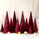 Ireer 11 Pcs Christmas Velvet Trees Set Various Size Velvet Cone Modern Decorations Indoor Table Tree Centerpiece Minimalist Xmas Holiday Winter Home Decor (Colorful)
