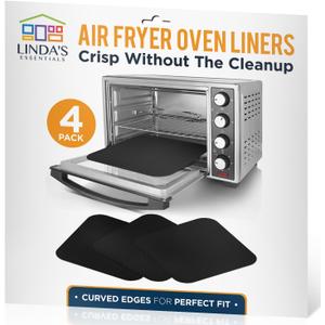 Air Fryer Oven Liners, Pack of 4 - Reusable Heat Resistant Toaster Oven Liner, Compatible with Ninja, Cuisinart, Emeril Lagasse & More, Easy Clean Air Fryer Mat, Toaster Oven Accessories, 12"x12"