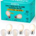 Frosted 25 Watt Light Bulbs E26 Warm White 2700k Dimmable Small Vintage Edison Bulbs G45 Low Watt Globe for Ceiling Fan,Pendant Lights,Vanity Light,Table Lamp,Bedroom and Bathroom Create Cozy Ambiance (6 Count (Pack of 1))