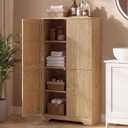 ChooChoo Bathroom Floor Cabinet with 4 Doors and Adjustable Shelves, 11.81"D x 23.62"W x 43.31"H
