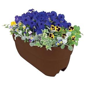 Emsco Group Bloomers Railing Planter with Drainage Holes – 24" Weatherproof Resin Planter – Brown, Plastic
