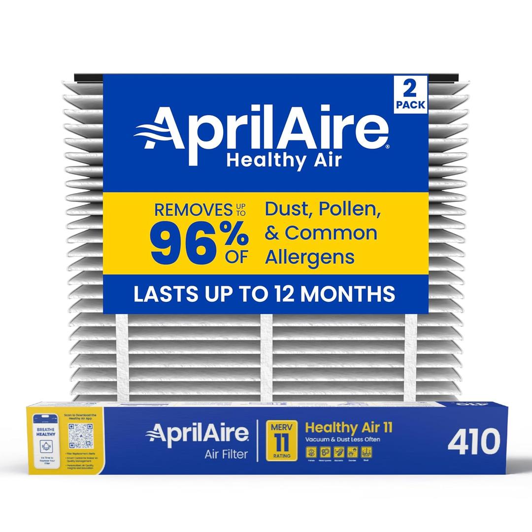 AprilAire 410 Replacement Filter for AprilAire Whole House Air Purifiers - MERV 11, Clean Air & Dust, 16x25x4 Air Filter (Pack of 2)