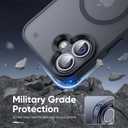 2 x Magnetic for iPhone 16 Case Fits MagSafe 16FT Drop Resistant Matte Skin Feeling Back Cover Shockproof Slim Fit for iPhone 16 Phone Cases 6.1 inchBlack