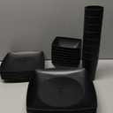 Teivio 32-piece Plastic Wheat Straw Square Dinnerware Set for 8, Unbreakable Dinner Plates, Salad Plates, Snack Bowls, Tumblers 20 oz, Dishwasher Safe, Black Matte