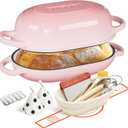 Enameled Cast Iron Sourdough Bread Oven, Dutch Oven for Bread Baking, - incl. Sourdough Bread-Baking Supplies like Banneton Bread-Proofing Basket - 5QT Loaf Cast Iron Bread Pan-Making Kit Pan, Pot, Sour Sough Tools, Lame (Pink)