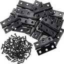 Boao 16 Pieces Small Door Hinges Stainless Steel Folding Butt Hinges Home Furniture Hardware Piano Cabinet Door Hardware with 96 Pieces Stainless Steel Screws(1.75 Inch,Black)