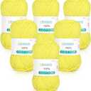 Katech Pure Cotton Yarn for Crocheting & KnittingSoft Sport Weight CYC #2, 6 Skeins (50g Each, 300g Total), Ideal Crochet Yarn for Dishcloths, Baby Clothes, Socks, Lightweight Scarves Soft, Yellow